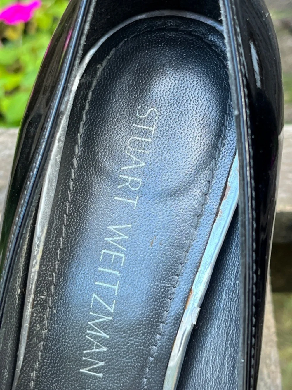 Stuart Weitzman Strongswoon Patent Leather Platform Pumps 7 Black White Heels